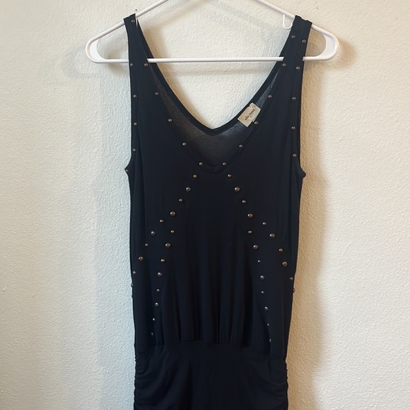 Ella Moss Black Tank Midi Dress Rutched Side and Grommets Top Boho Flattering - Picture 9 of 10